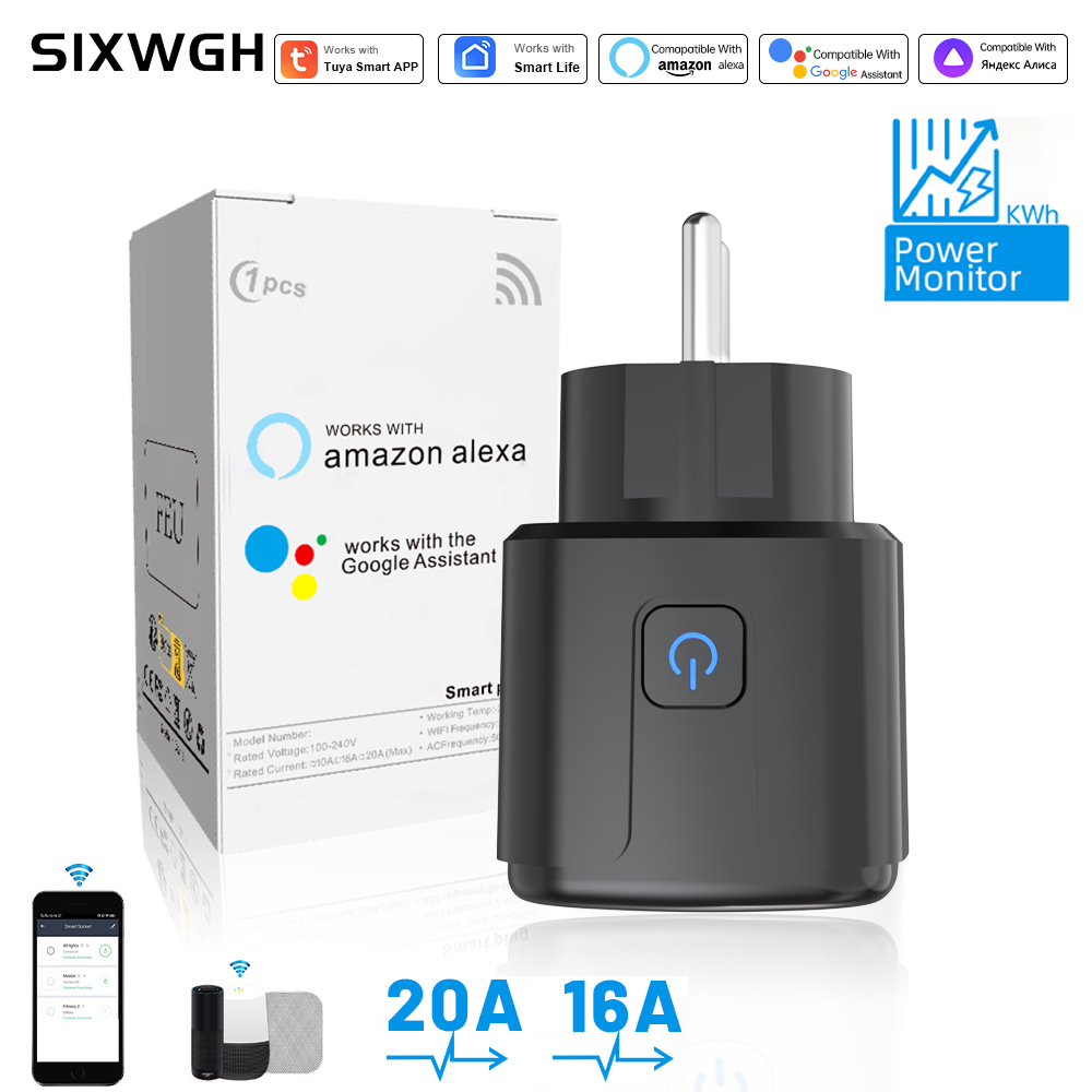 Smart Home Energy Monitor - Tuya Smart Socket WiFi-afstandsbediening EU-stekker met