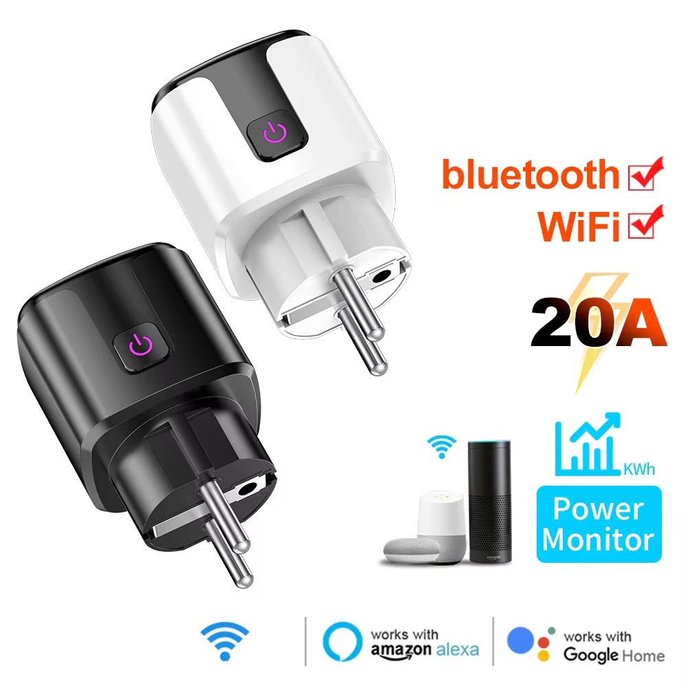 Smart Home Energy Monitor - Smart 20A EU-stekker WiFi+Bluetooth-aansluiting met energiemonitoring